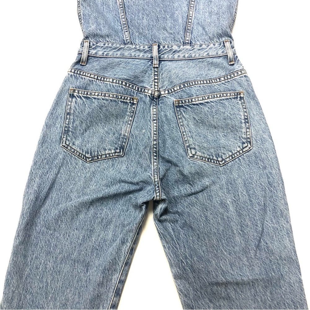 AGOLDE 70s Denim Jumpsuit Sleeveless Button Front womens Size 0 Festival - Picture 13 of 16
